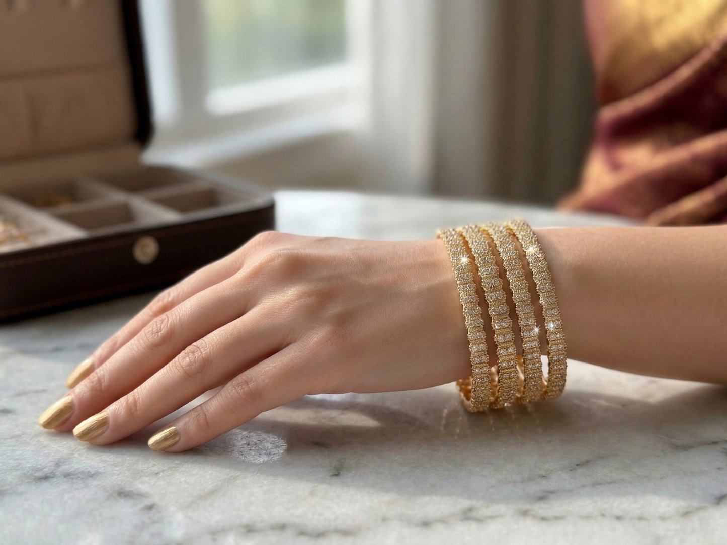Aurora Crystal Bangles Set (Set of 4)