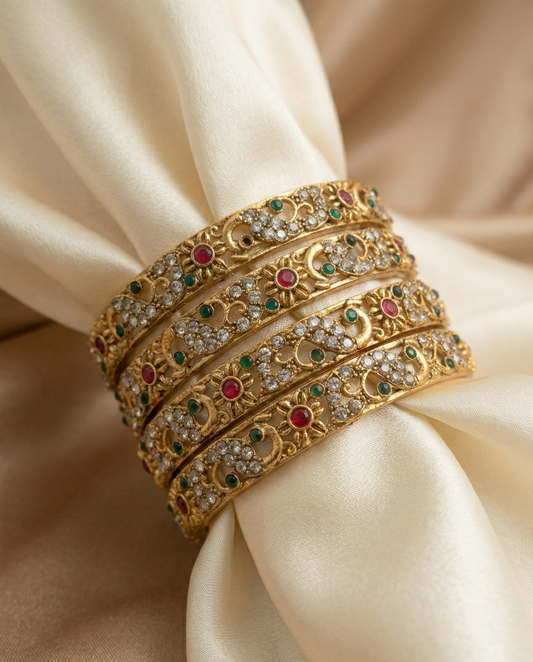 Aurelia Bloom Bangles Set (Set of 4)