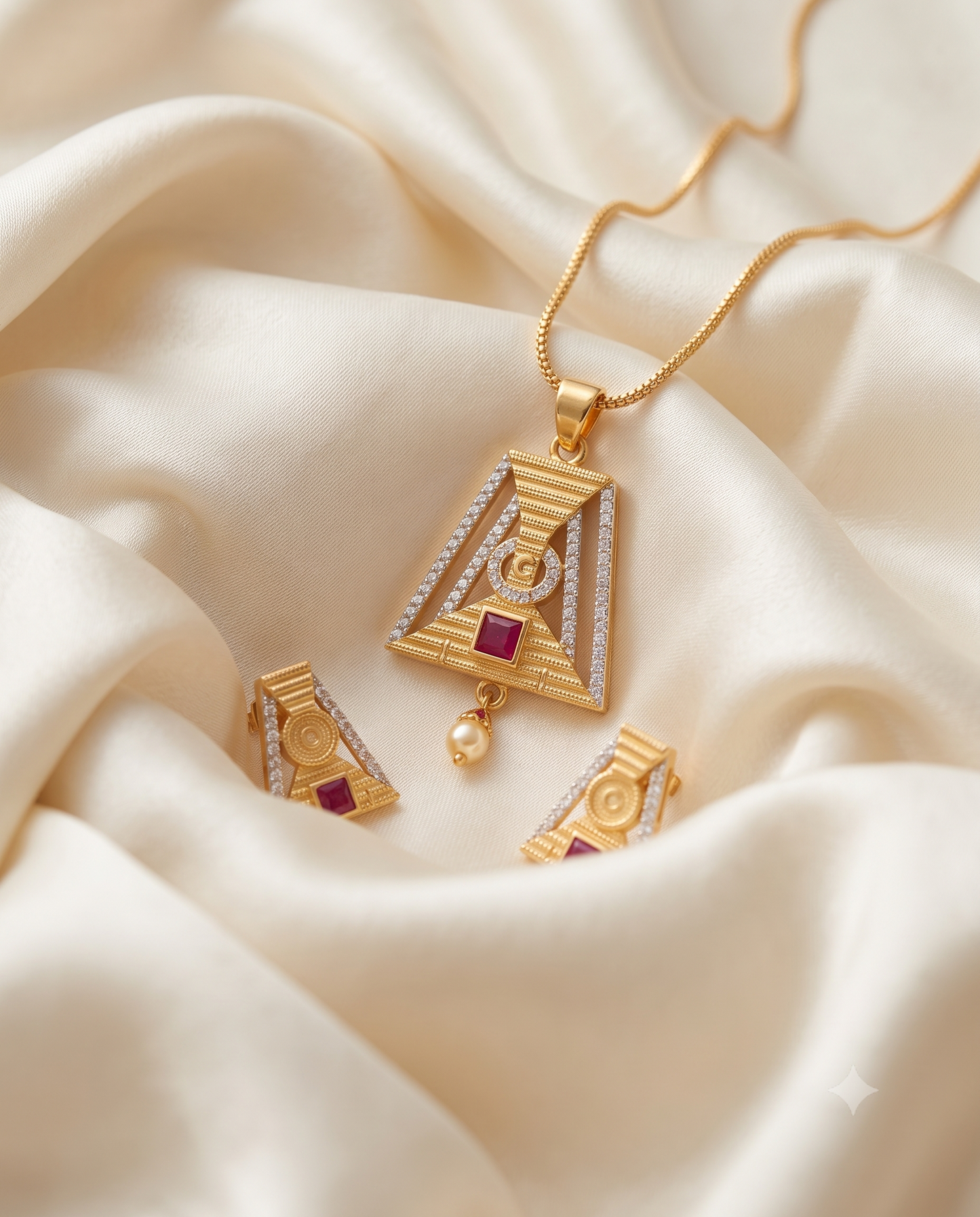Ruby Royale Pendant & Earrings Set