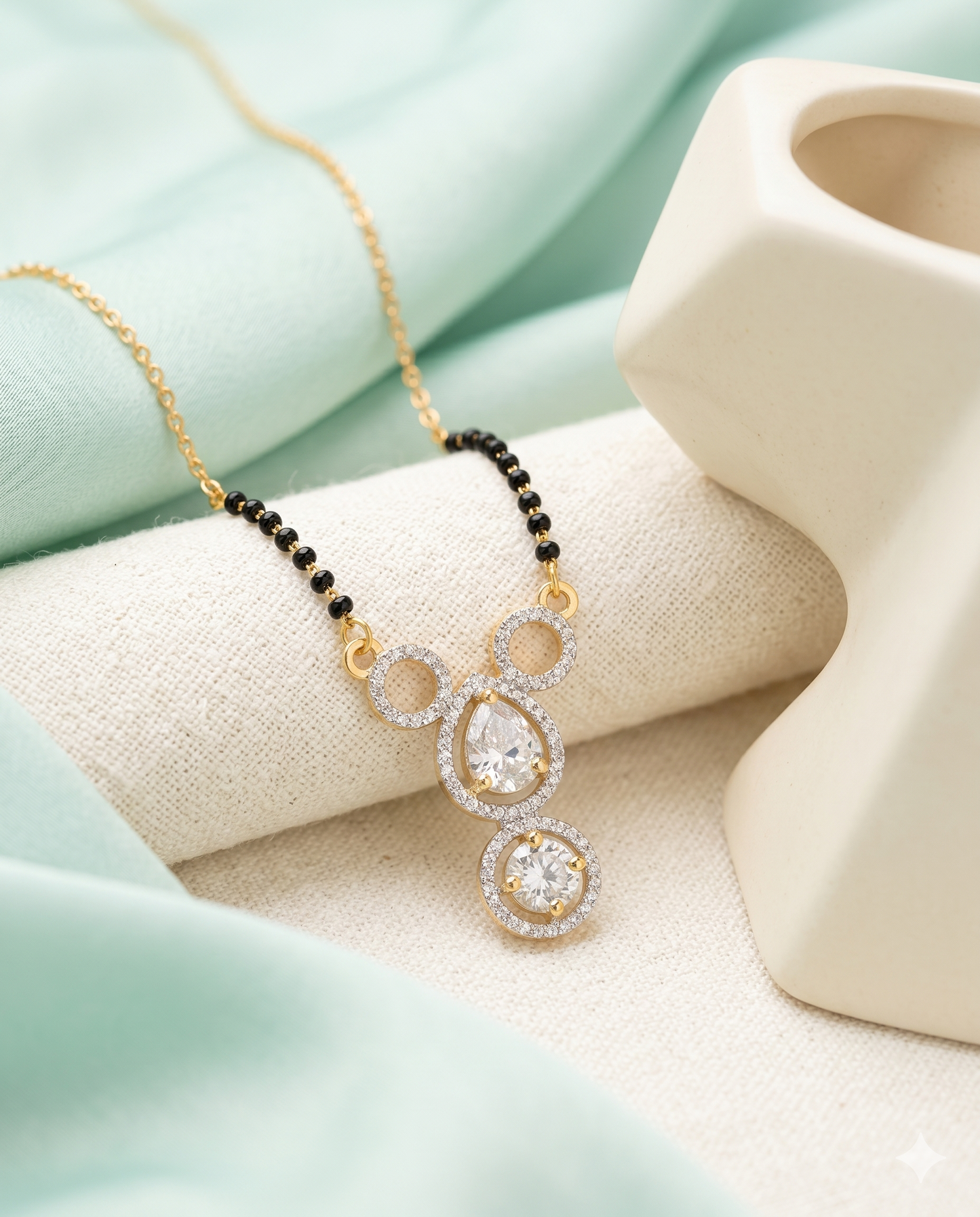 Crystal Cascade Mangalsutra - 18 inch long (Buy 1 Get 1)
