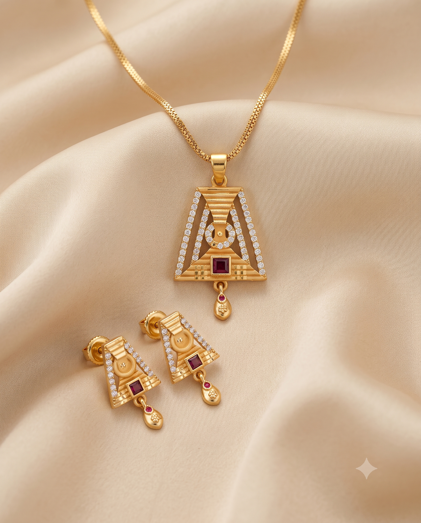 Ruby Royale Pendant & Earrings Set