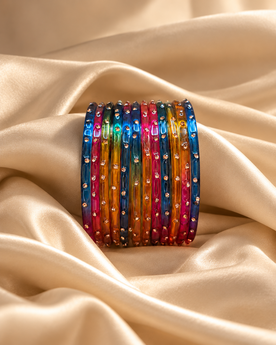 Rangoli Multicolour Glass Bangles - (12 Glass bangles)
