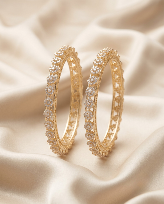 Svarna Blossom Diamond Bangles - Premium Collection