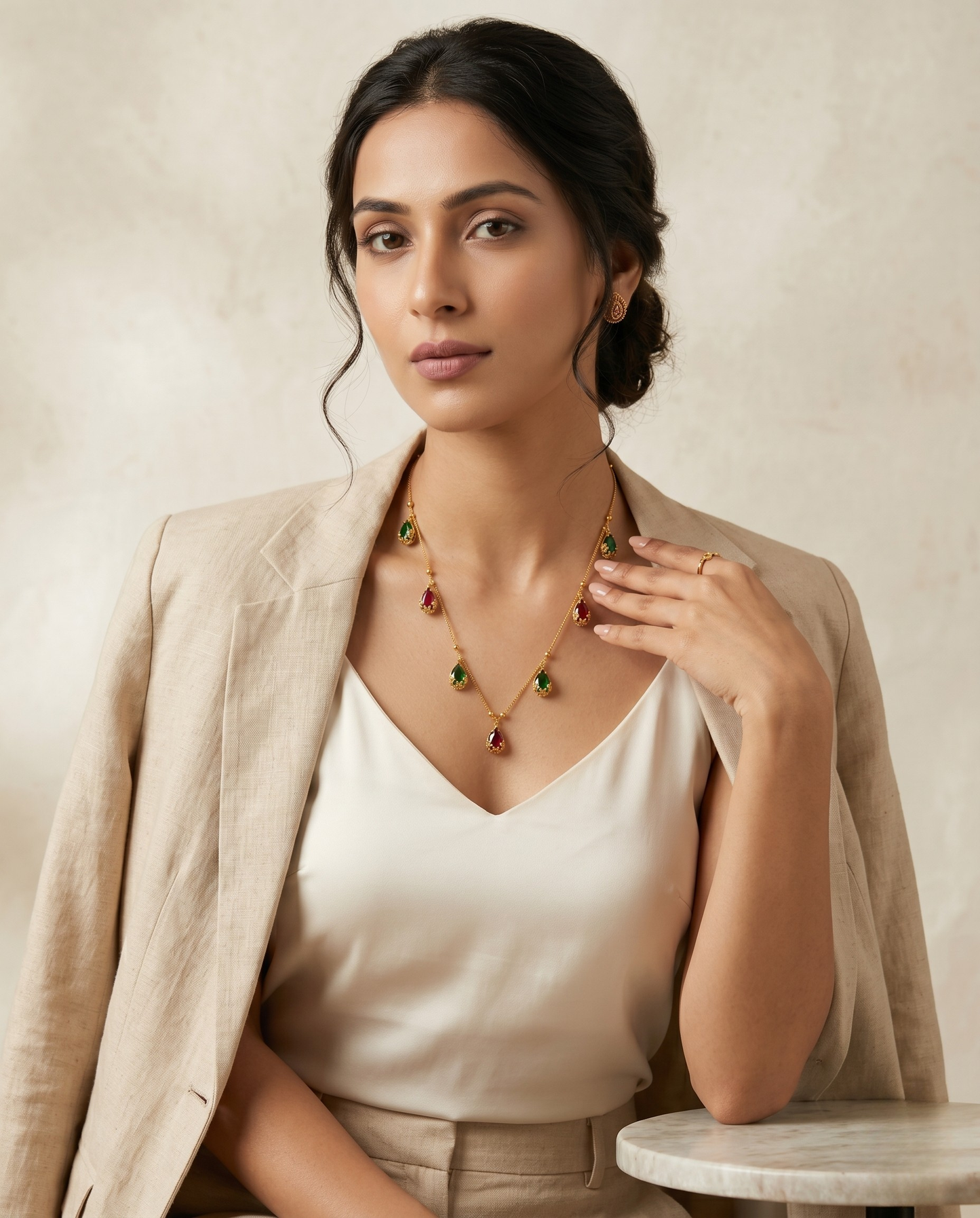 Modern Scarlet Drops Necklace