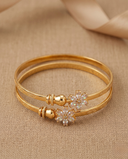 Flora Shine White Diamond Bangles (Free Size)