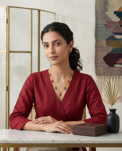 Modern Scarlet Drops Necklace