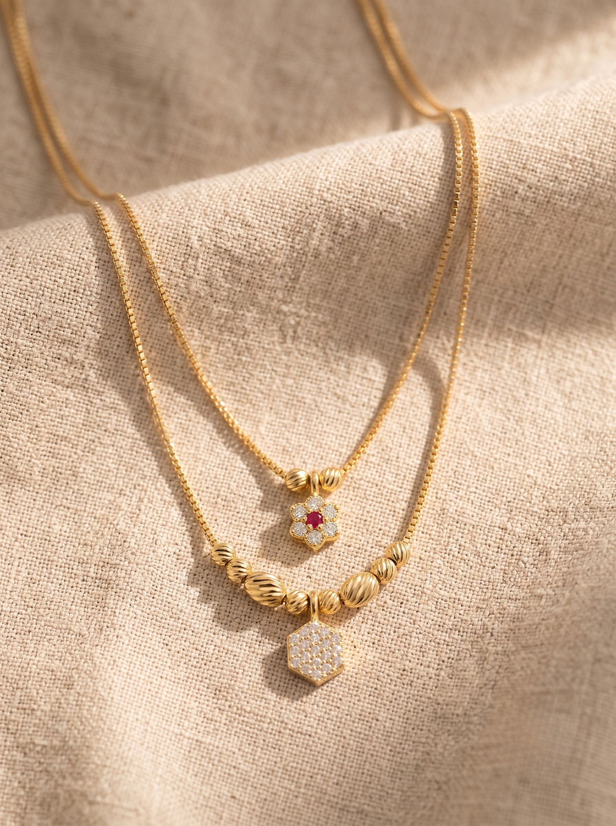Svarna Elegant Double Line Gold Plated Necklace