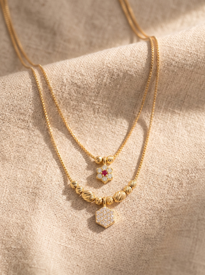 Svarna Elegant Double Line Gold Plated Necklace