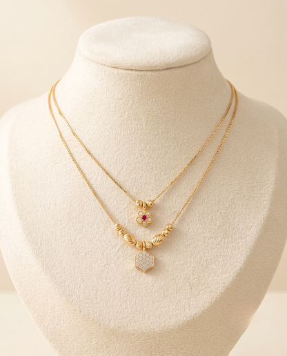 Svarna Elegant Double Line Gold Plated Necklace
