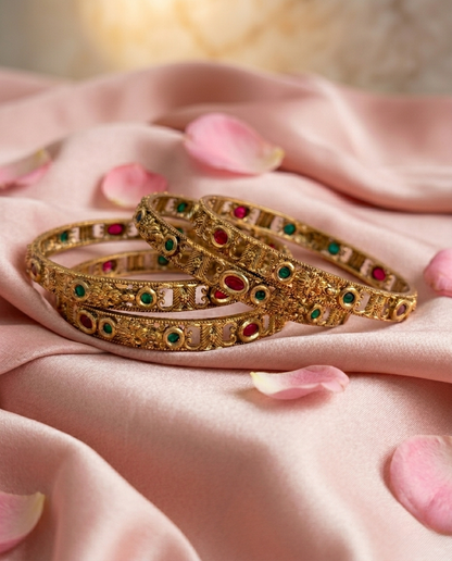Golden Heirloom Bangles (Set of 4)