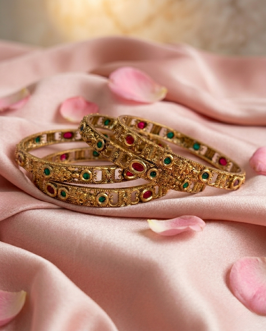Golden Heirloom Bangles (Set of 4)