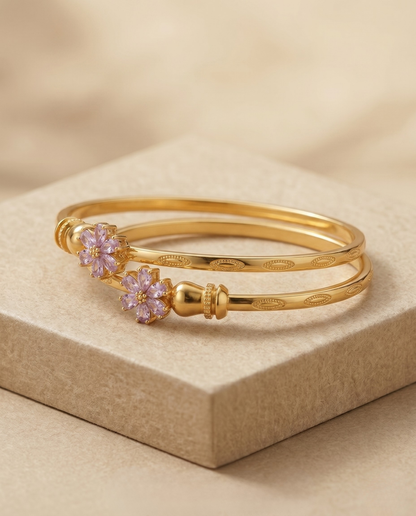 Flora Shine Pink Diamond Bangles (Free Size)