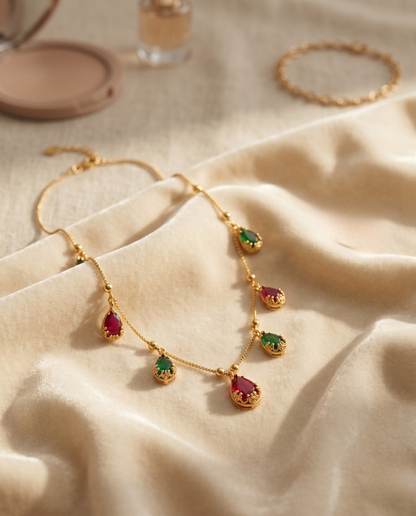 Modern Scarlet Drops Necklace