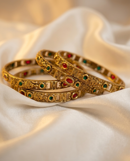 Golden Heirloom Bangles (Set of 4)