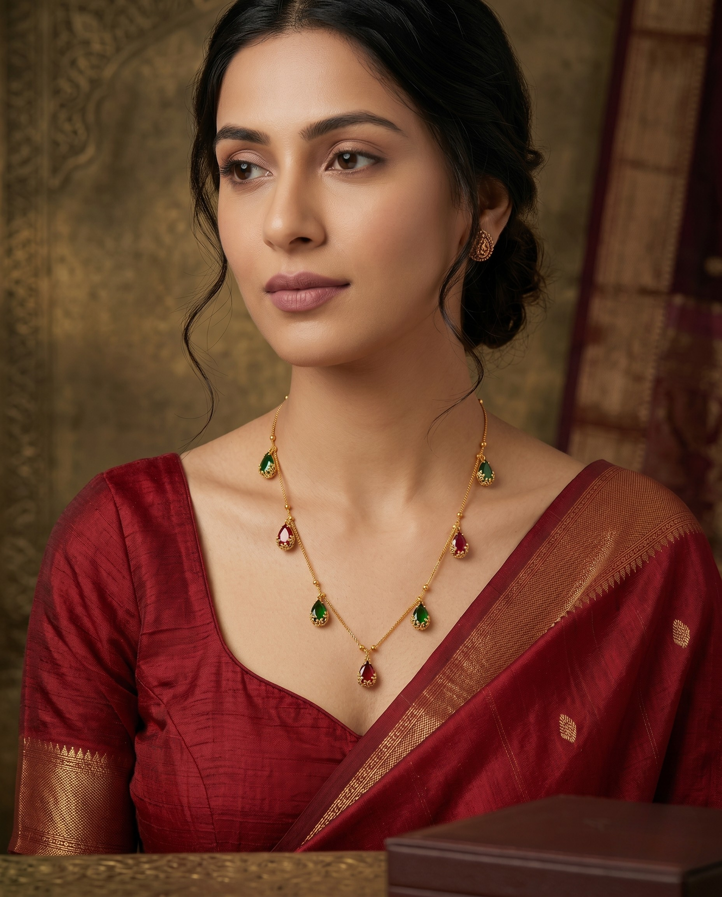 Modern Scarlet Drops Necklace