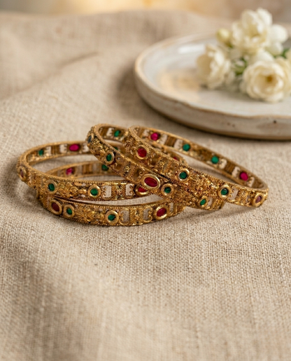 Golden Heirloom Bangles (Set of 4)